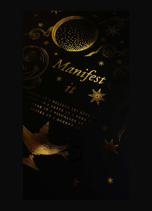Manifestation Guide gold foil on black paper art print by Cocorrina & Co