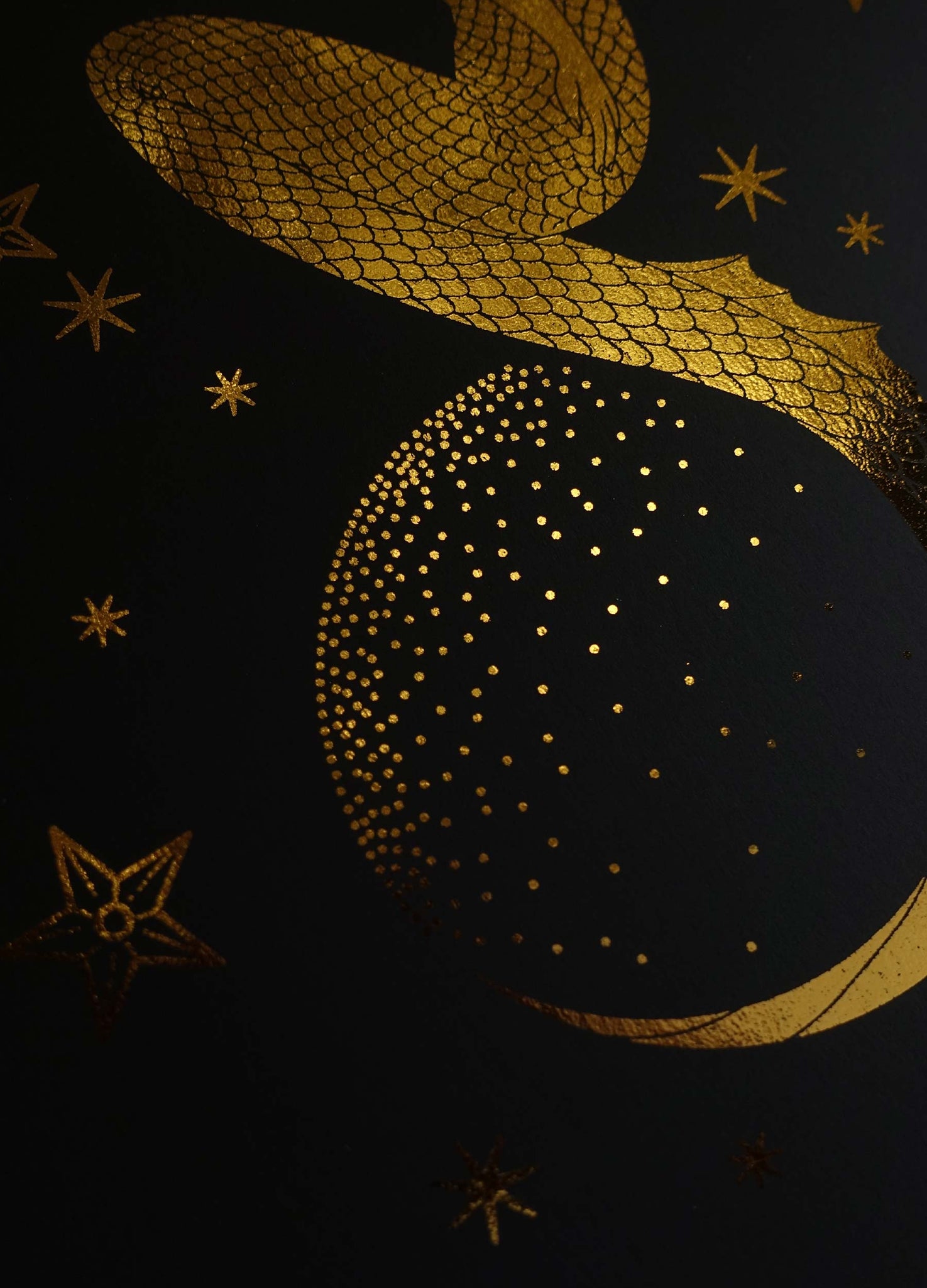 Mermaid Soul gold foil on black paper art print by Cocorrina & Co