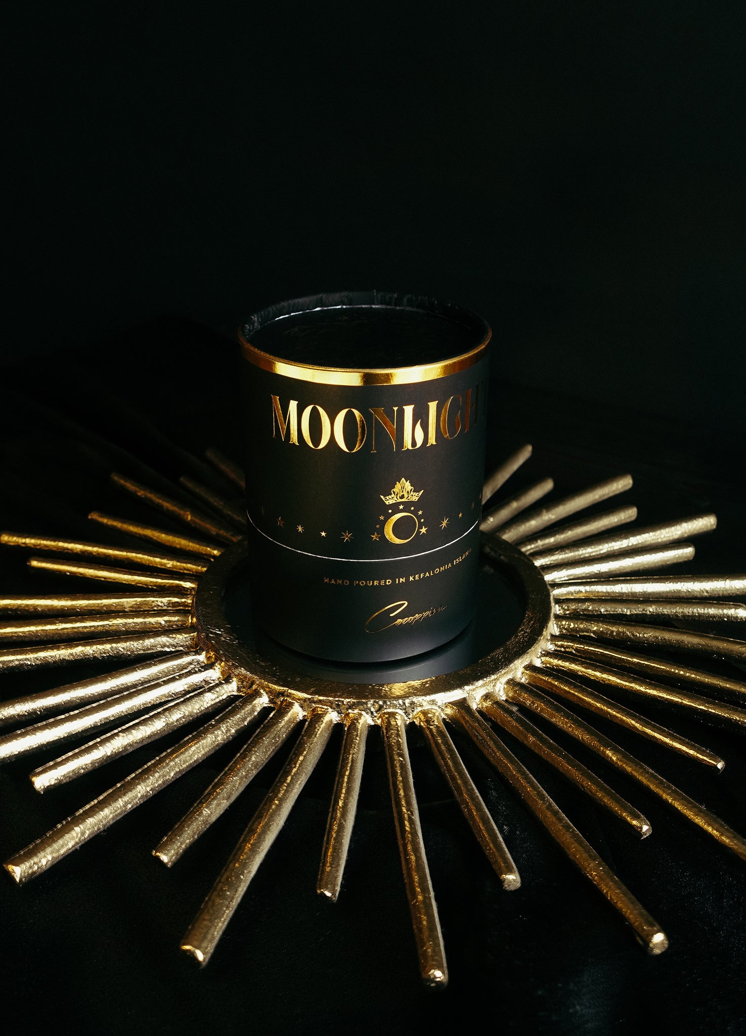 Moonlight golden organic and pure soy wax candle. Moon with Jasmine, honey and lemongrass by Cocorrina & Co