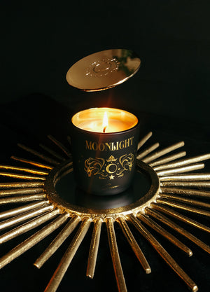 Moonlight golden organic and pure soy wax candle. Moon with Jasmine, honey and lemongrass by Cocorrina & Co