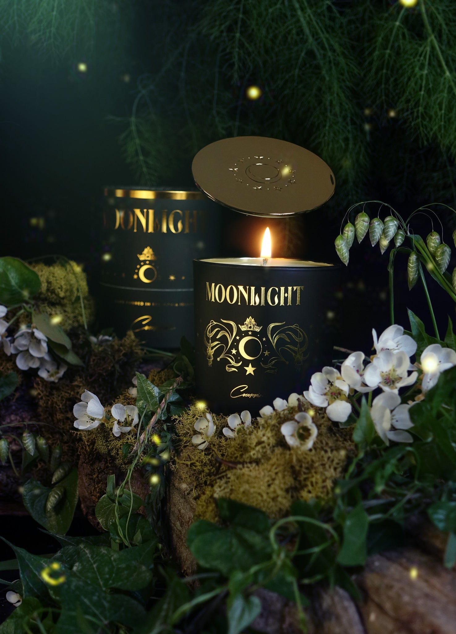 Moonlight golden organic and pure soy wax candle. Moon with Jasmine, honey and lemongrass by Cocorrina & Co