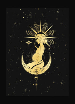 Sacred Goddess Mother gold foil print on black stock paper by Cocorrina & Co Design Studio & Shop