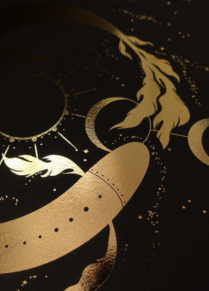 New Moon in Pisces gold foil print by Cocorrina & Co studio