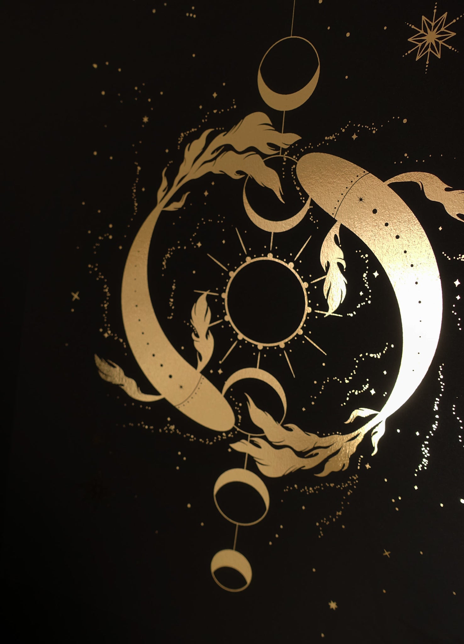 New Moon in Pisces gold foil print by Cocorrina & Co studio