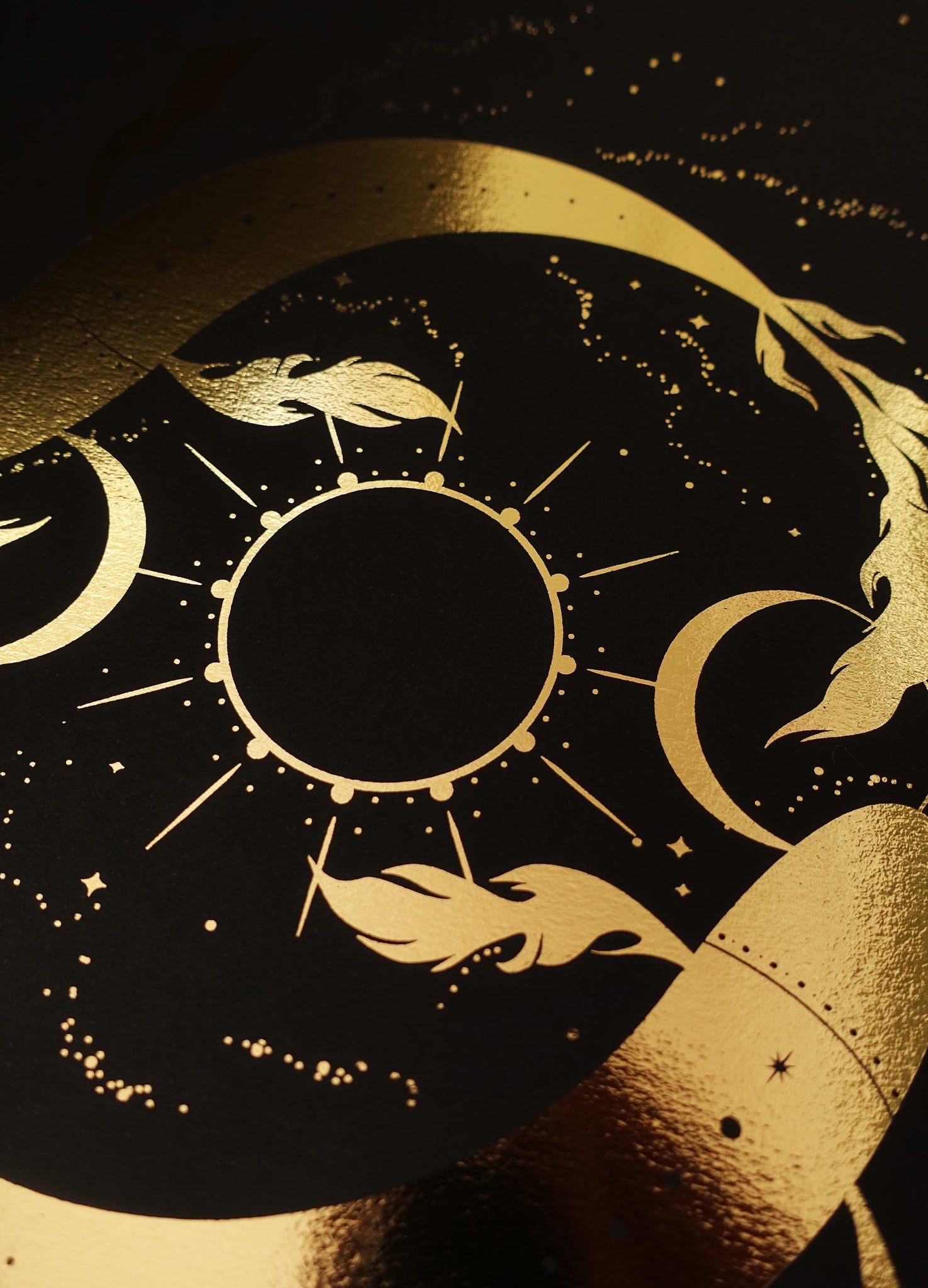 New Moon in Pisces gold foil print by Cocorrina & Co studio