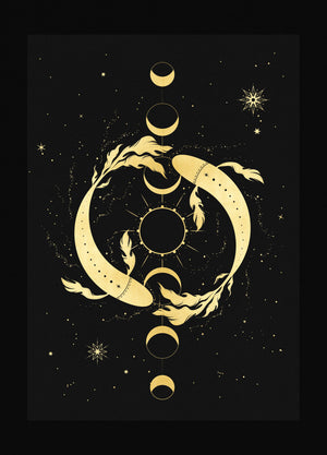 New Moon in Pisces gold foil print by Cocorrina & Co studio