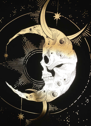 October's Moon in gold foil and black paper by Cocorrina & Co Shop