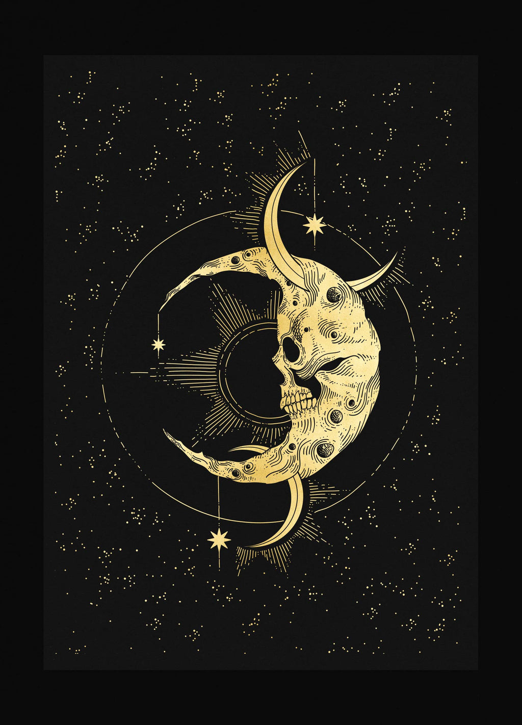 October's Moon in gold foil and black paper by Cocorrina & Co Shop