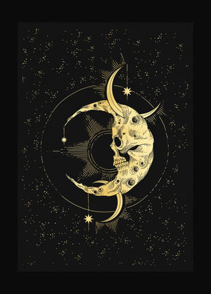 October's Moon in gold foil and black paper by Cocorrina & Co Shop