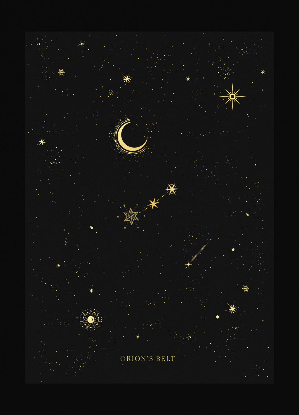 Orion's Belt constellation gold foil print by Cocorrina & Co studio