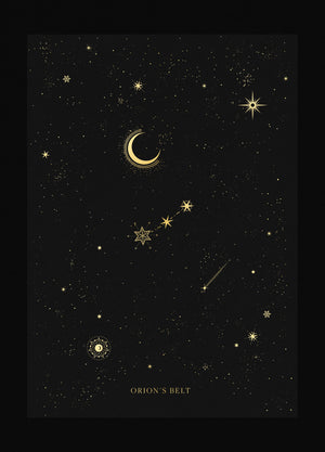 Orion's Belt constellation gold foil print by Cocorrina & Co studio