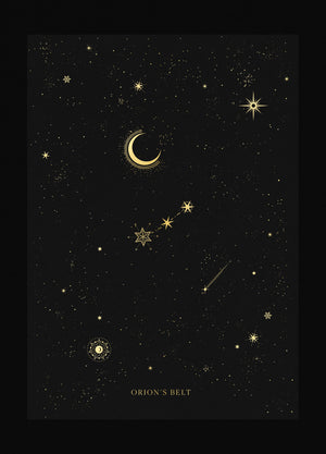 Orion's Belt constellation gold foil print by Cocorrina & Co studio