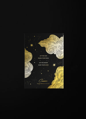 Sun & Moon gold and black journal with gold foil and blank pages by Cocorrina & Co shop 