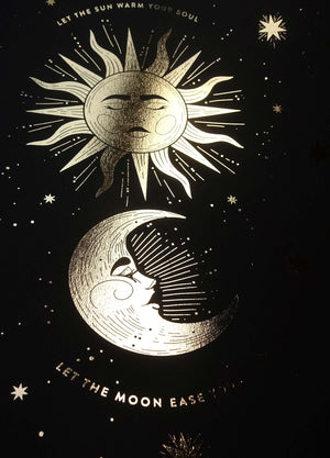 Gold foil print on black paper - Sun & Moon by Cocorrina & Co Studio and Shop