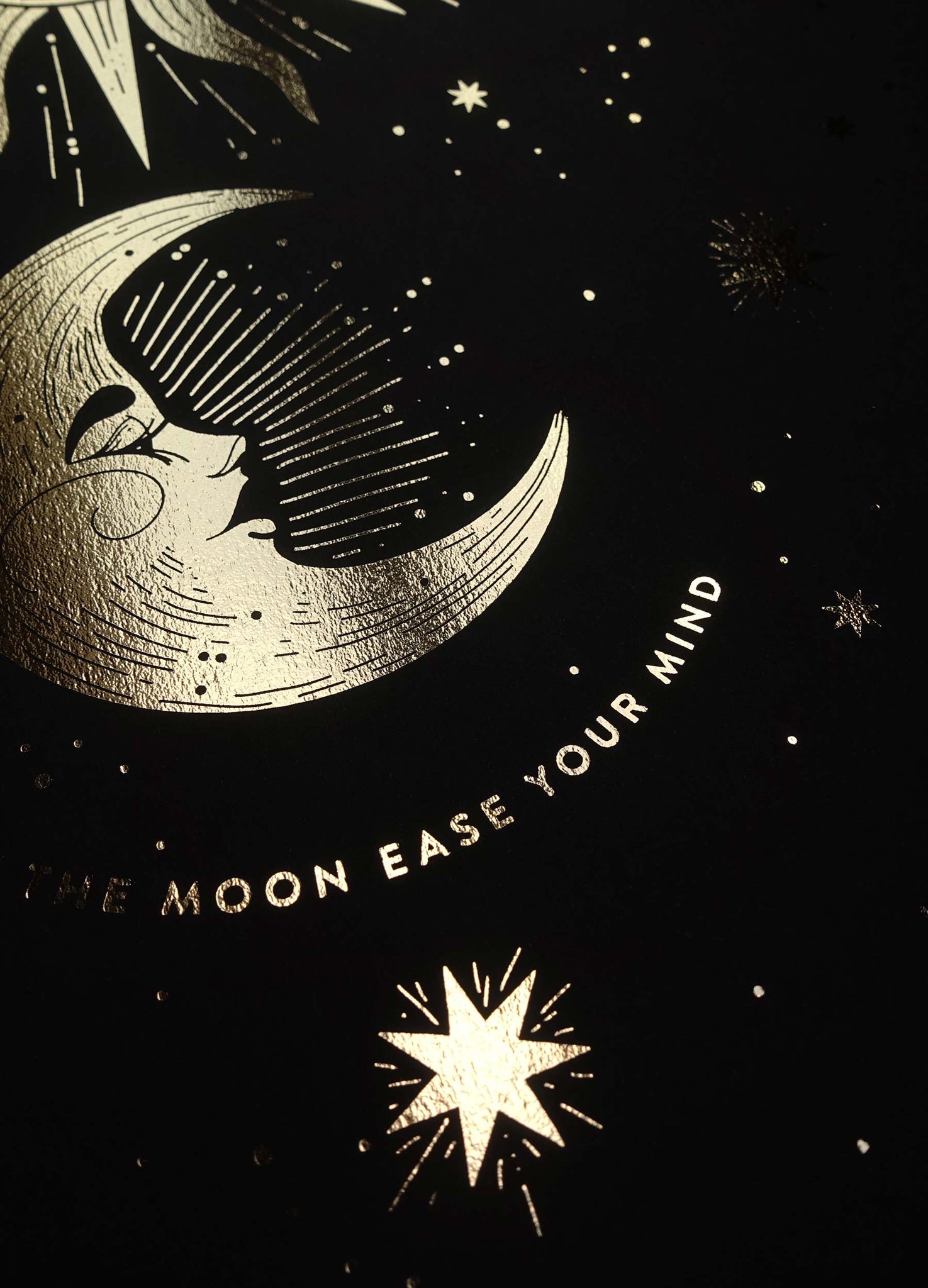 Gold foil print on black paper - Sun & Moon by Cocorrina & Co Studio and Shop