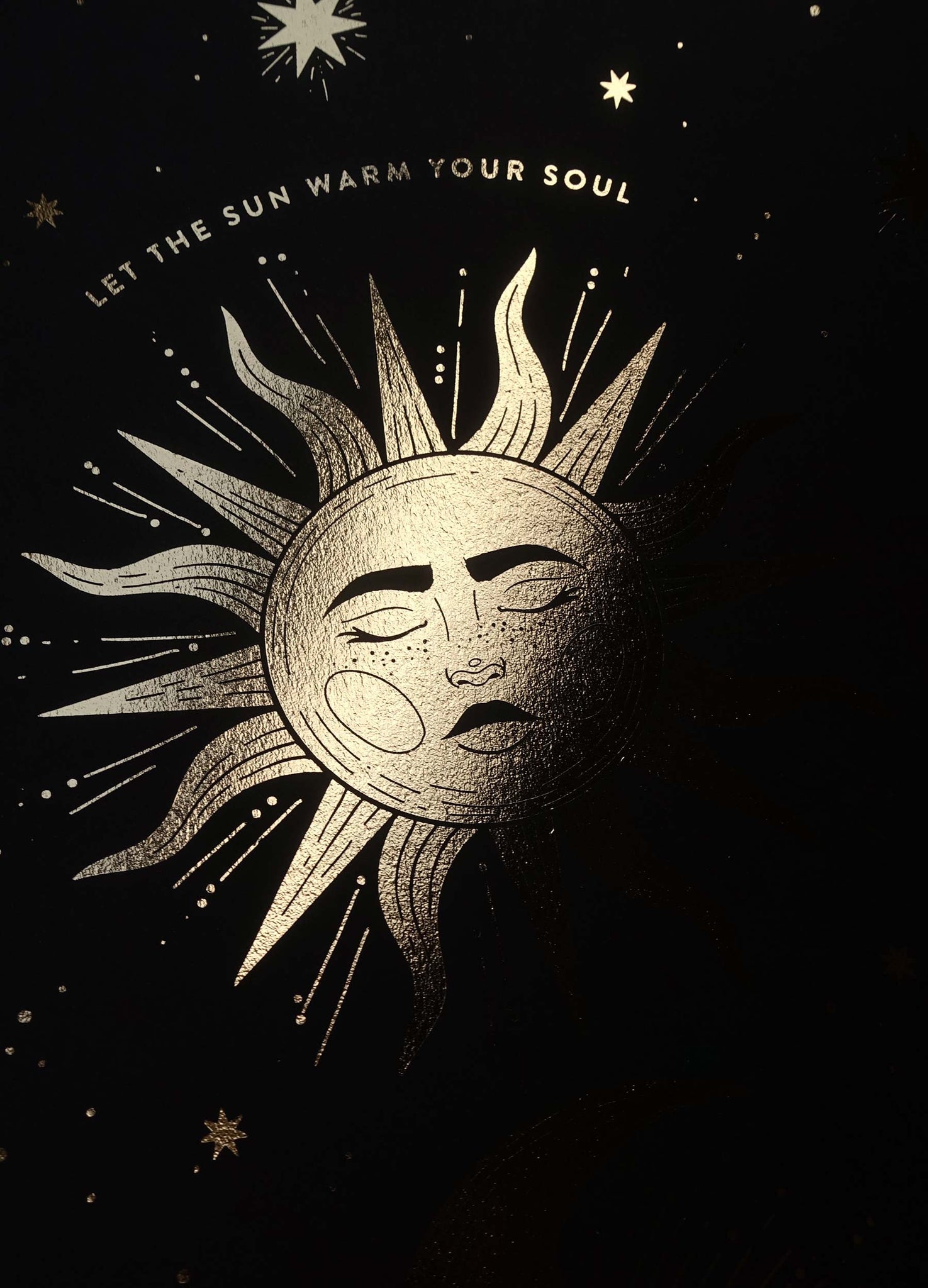 Gold foil print on black paper - Sun & Moon by Cocorrina & Co Studio and Shop