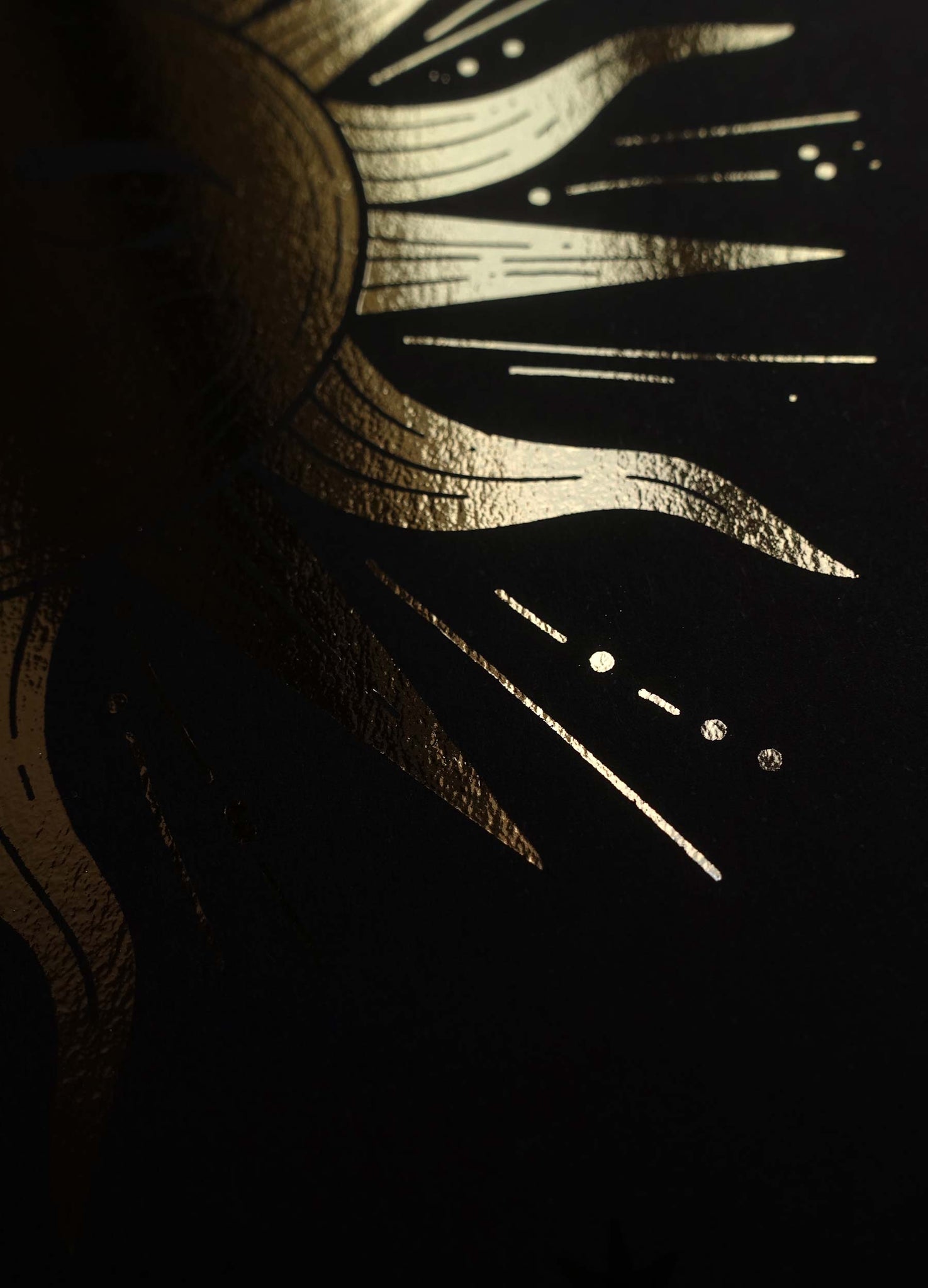 Gold foil print on black paper - Sun & Moon by Cocorrina & Co Studio and Shop
