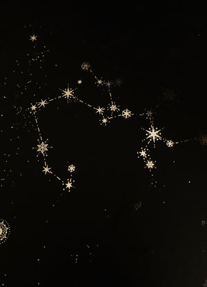 Sagittarius zodiac constellation gold metallic foil print on black paper by Cocorrina