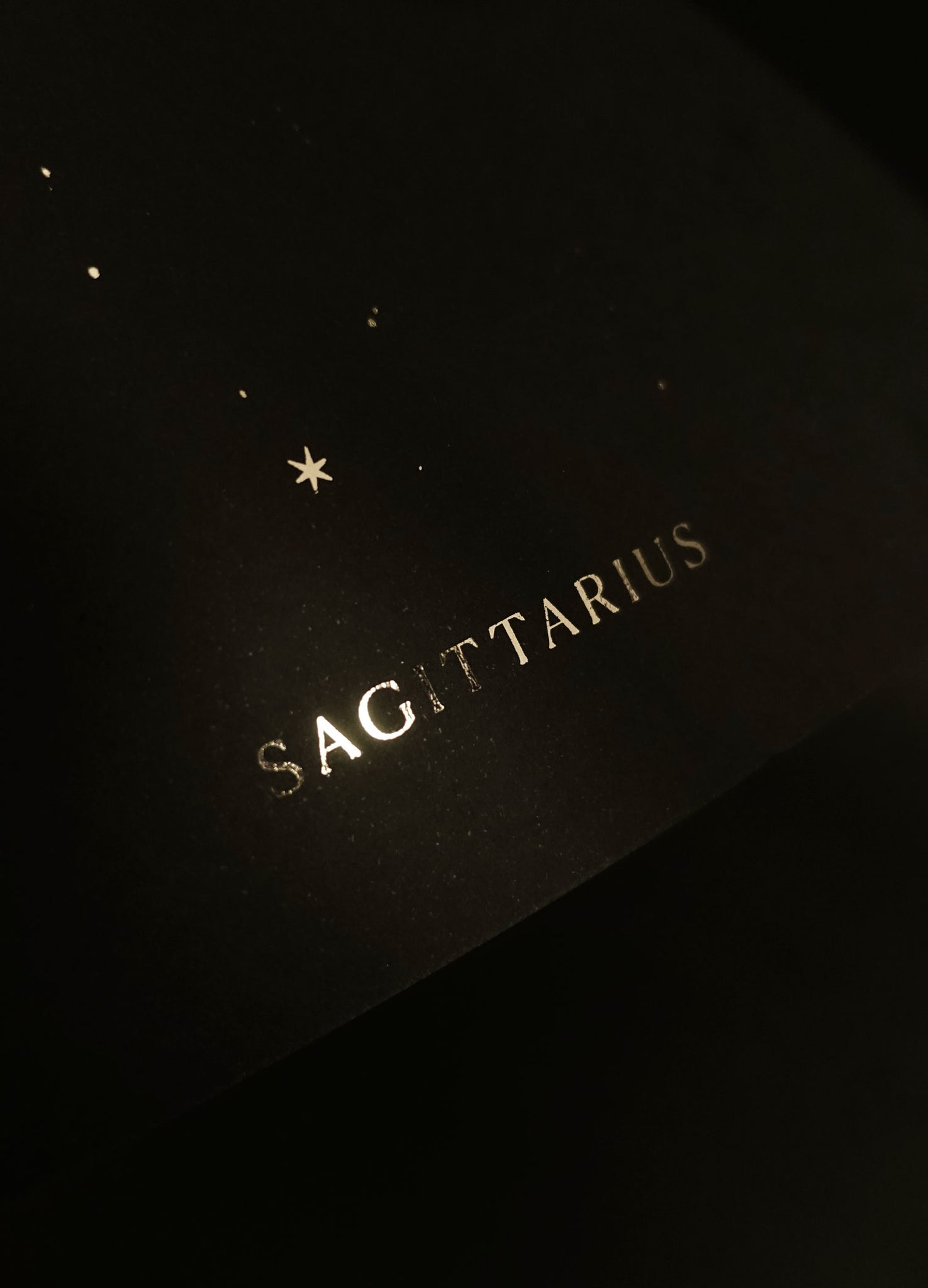Sagittarius zodiac constellation gold metallic foil print on black paper by Cocorrina
