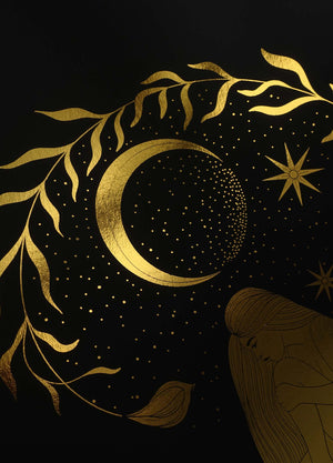 Star Fairy gold foil art print on black paper by Cocorrina & Co