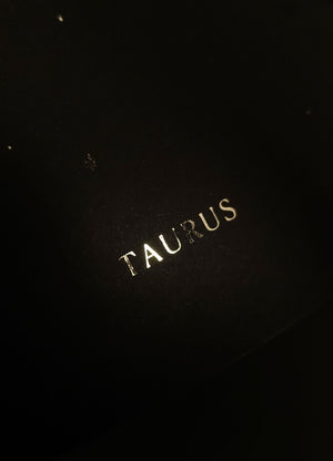 Taurus zodiac constellation gold metallic foil print on black paper by Cocorrina