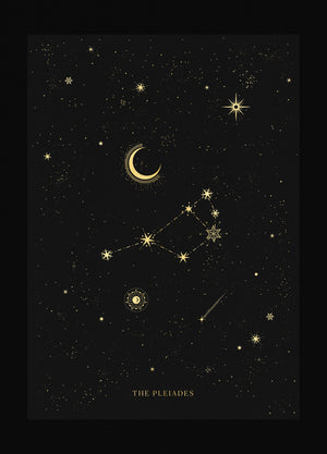 The Pleiades / seven sisters gold foil print by Cocorrina & Co studio