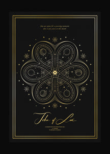 Love Knot Love Talisman 6 Hearts in a symbol art print on black paper with gold foil by Cocorrina & Co