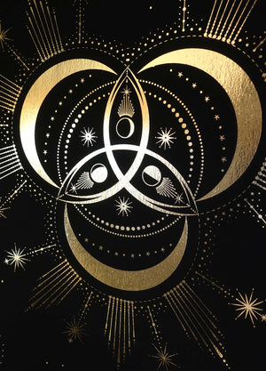 Triquetra Symbol Print in gold foil on black paper by Cocorrina & Co