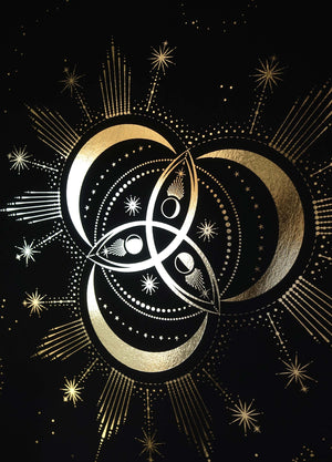 Triquetra Symbol Print in gold foil on black paper by Cocorrina & Co