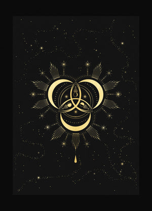 Triquetra Symbol Print in gold foil on black paper by Cocorrina & Co