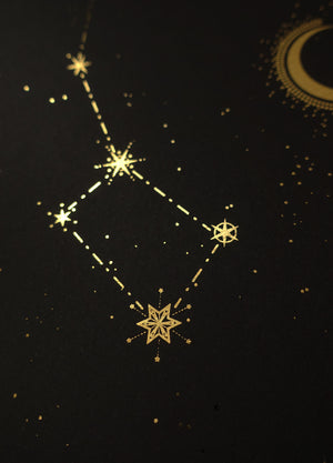 Cassiopeia constellation gold foil print by Cocorrina & Co studio