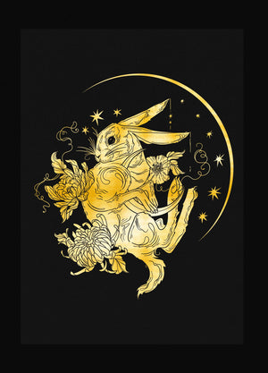Year of Rabbit gold foil art print by Cocorrina & Co
