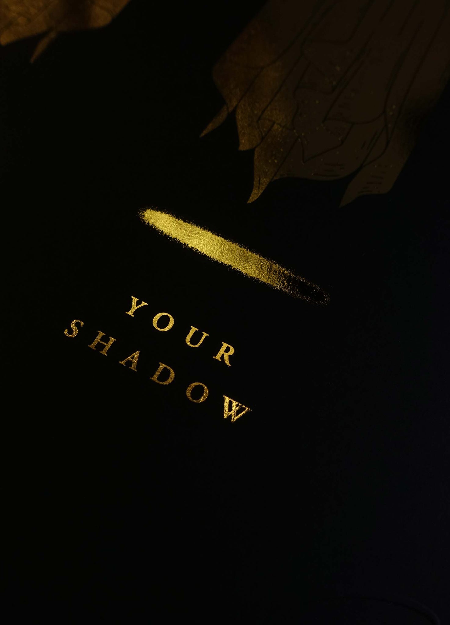 You and Your shadow two ghosts holding hands illustration gold foil on black paper art print by Cocorrina & Co
